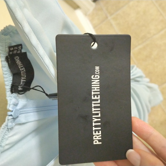 Pretty Little Thing PLT Light Blue Underwire Detail Draped Dress, US sizes 0 & 2 - Picture 5 of 6